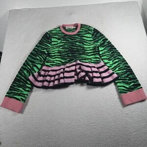 Kenzo X H&M Tiger Print‎ Sweater Jumper Womens Medium Pink Crochet Witchy Edgy